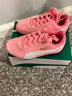 Puma Kids Pink Suede Sneakers with White Formstrip